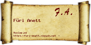 Füri Anett névjegykártya